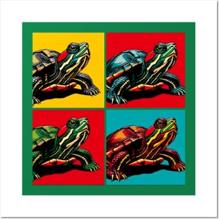 Pop Art Red-Eared Slider Turtle - Cool Aquatic Animal Posters and Art